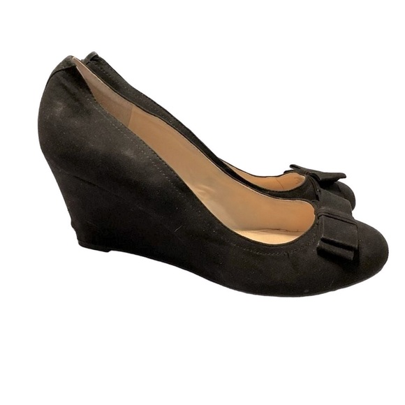 Jessica Simpson Wedge Black With‎ Bow Size 9 - Picture 1 of 8